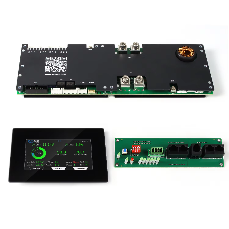 Склад Poland V19 новейший JK Lifepo4 BMS PB2A16S20P с 4,3 экраном 16S 48V 100A 200A Smart BMS для инверторов Growatt Deye