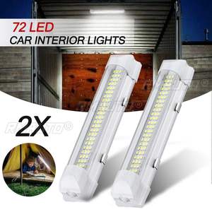 2 pièces, 72 LED, lampe intérieure de voiture, bande lumineuse blanche, barre lumineuse de lecture, interrupteur marche/arrêt, cabine de camion, camion, camping-car, bateau, caravane, RV, 12V 24V - Product Image 1