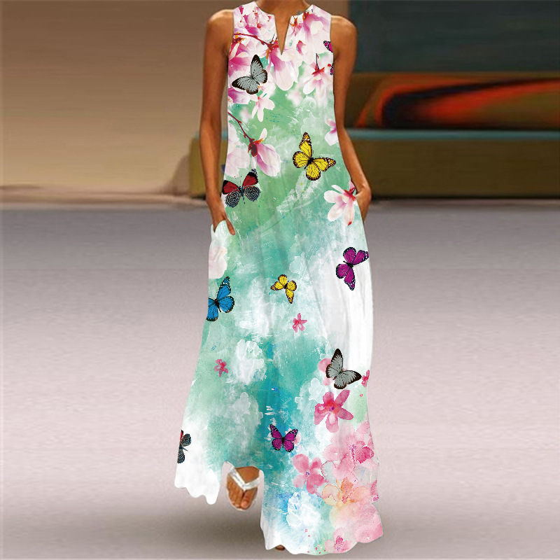 knee length dresses for ladies 90's Velvet Butterfly Print Maxi (M)  Retro and Groovy