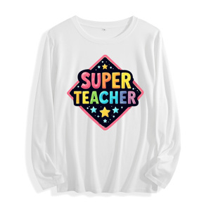 Tessuto morbido "Super maestra arcobaleno tipografia grafica" maglietta a manica lunga Multi colori - Product Image 1
