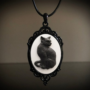 Othic-carry LACE at ameo, ecklace Or o ecken omen ashion Itch lternative eewelry ccccessories IFT OTH intage Cat ameo hoker - Product Image 1
