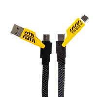 Cable de Datos de Carga Rápida 4 en 1 de 65 W, Cable Plano con Abrazaderas, Cable USB Tipo C para Múltiples Dispositivos