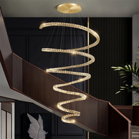 Lustre LED en spirale avec verre texturé effet glace, intensité réglable, câble ajustable, pour plafond haut, villa, escalier