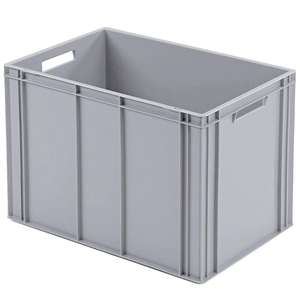 Cages de stockage Euro avec 2 poignées 600x400x420mm boîtes de conteneurs en plastique polypropylène PP grises verrouillées au sol - Product Image 1