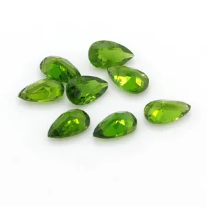High quality natural loose gemstone jewelry making stone pear shape perfect cut 3*5mm dark green diopside