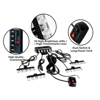Lumière stroboscopique LED 4 en 1 pour calandre, 22 modes de clignotement, 16W haute luminosité, lampe de signalisation d'urgence multicolore pour la conduite nocturne
