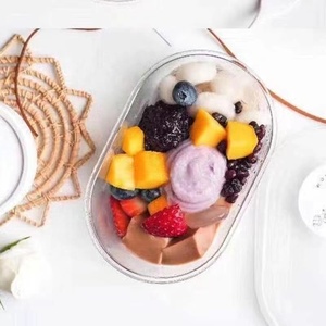 Dùng Một Lần 500Ml Hình Bầu Dục Trong Suốt Pet Nhựa Bánh Bao Bì Thực Phẩm Hộp Với Nắp Tiramisu Món Tráng Miệng Pastry Container - Product Image 2