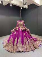 Vente en gros de robe de bal de mariée de haute qualité de luxe à manches longues robe de mariée en dentelle à paillettes robe de mariée grande boule robes de mariée