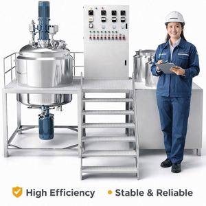 เครื่องผสมแบบสองชั้นขนาด 300 ลิตร ถังผสมแบบมีแจ็คเก็ตสำหรับแชมพู สบู่เหลว ซอส แยม ซอสมะเขือเทศ ถังผสมอุตสาหกรรมแบบมีแจ็คเก็ตพร้อมระบบทำความร้อน - Product Image 3