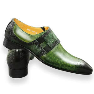 Chaussures à lacets pour hommes de haute qualité, faites à la main, en cuir véritable, mode classique, affaires, vert, noir, personnalisées, mariage, légères - Product Image 2