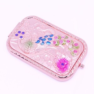 化粧ミラー折りたたみ式ピーコック両面化粧ミラー長方形形状ローズポータブルタッチアップ - Product Image 3