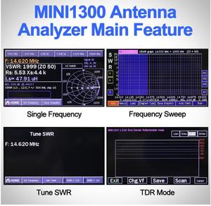 UV + HF Mini1300 4.3 "터치 LCD 0.1-1300MHz 13.GHz HF/VHF/UHF ANT SWR 안테나 분석기 미터 + 충전식 배터리 - Product Image 4