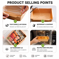 Kraftpapier-Salatschüssel mit PET-Deckel PE-Beschichtung Einweg-Lebensmittelbehälter Sushi-Tablett Takeaway-Box OEM Kundenspezifischer Großhandel
