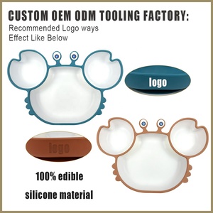 Assiette à ventouse en silicone de qualité alimentaire sans BPA, motif crabe, antidérapante, pour tout-petits et enfants, ensemble de vaisselle pour repas - Product Image 2