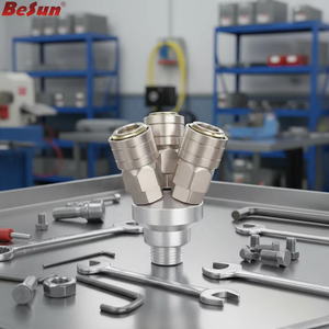 用于空气软管连接器的镀镍<span class=keywords><strong>3</strong></span>路快速接头G1/<span class=keywords><strong>2</strong></span>螺纹C型ssmy快速接头自锁快速接头 - Product Image 6