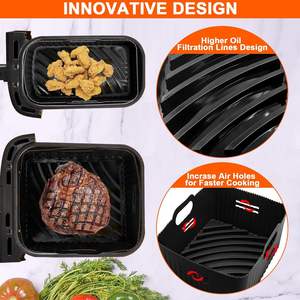 Bandeja <span class=keywords><strong>de</strong></span> silicona para <span class=keywords><strong>freidora</strong></span> <span class=keywords><strong>de</strong></span> <span class=keywords><strong>aire</strong></span> y juego <span class=keywords><strong>de</strong></span> manteles individuales antiadherentes - Product Image 4