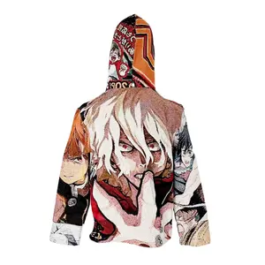 Sudadera con capucha tejida con patrón personalizado de anime para hombre del fabricante