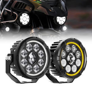 Moto à faisceau haut et bas 4.5 pouces <span class=keywords><strong>Triple</strong></span> lentille à faisceau haut et bas projecteur de moto DRL jaune ambre pour motos Cruiser - Product Image 1