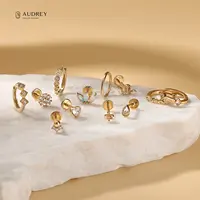 Audrey piercing de orelha de 14k, anel de nariz e orelha, hipoalérgico, 14k, piercing de corpo de ouro, parafuso de ouro sólido