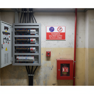 <b>Electronic</b> <b>Sign</b> for Circuit Breaker & Water Safety "Turn off Circuit Breaker and Do Not Use Water in Case of Fire" - Product Image 3