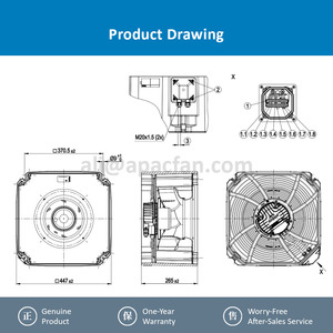 ebmpapst K3G280-RR03-H4 K3G280-RR03-H2 GR31M-6ID.BF.2R M4E068-EC 230VAC 500W 2700RPM 280mm Ventilation Siemens Inverter OEM ODM - Product Image 4