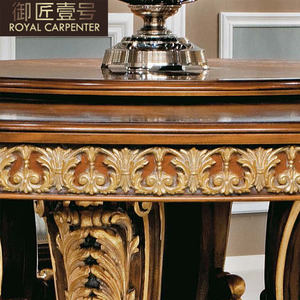 ชุดโต๊ะอาหารและเก้าอี้ไม้สไตล์ยุโรป <span class=keywords><strong>โต๊ะ</strong></span>ขนาดใหญ่ 6 ที่นั่ง แบบดั้งเดิม คลาสสิก พร้อมโต๊ะหมุนได้ - Product Image 2