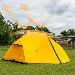 Tente de camping et de randonnée extérieure quatre saisons, double étage, une chambre, imperméable, coupe-vent, pour deux personnes, en polyester 210T - Product Image 3