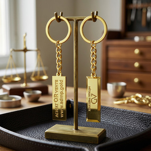 Llavero con Logotipo Personalizado de Fábrica, Metal, Aleación de Zinc, Logotipo Grabado en 3D, Chapado en Oro, Forma de Barra Rectangular, Venta al Por Mayor - Product Image 2