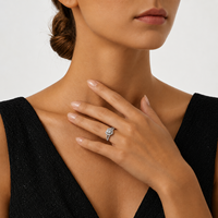Bague en argent sterling 925 avec moissanite en forme de cœur, sertie d'un halo de diamants taille cœur, bijou délicat et raffiné, cadeau pour femmes et jeunes filles, bague de mariage