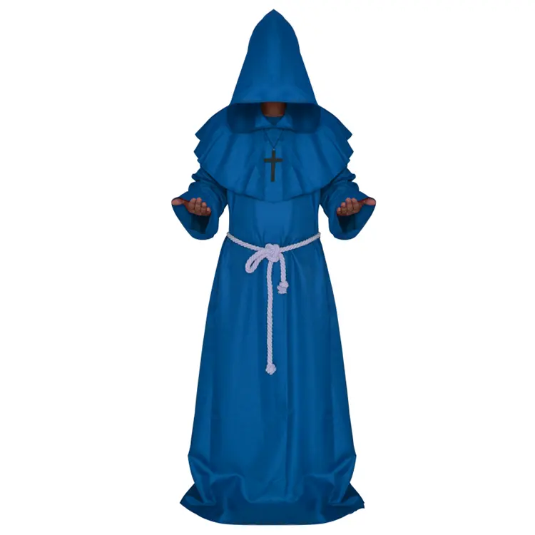 2020 Halloween Costumes Medieval Ghost Robe Wizard Clothes Priest Clothes Christian Church Priest Cosplay Long Coat Cloak