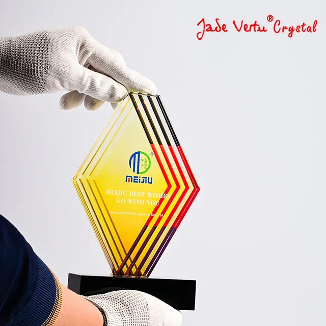 Jadevertu Op Maat Gemaakte Goedkope Economische Trofee Souvenir Geschenk Acryl Diamant Academische Herkenning Award