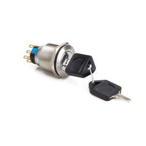 SHENGLEI 22mm impermeable IP65 interruptor de botón pulsador de aluminio llave <span class=keywords><strong>3</strong></span> posiciones 2NO 2NC 6 pines longitud personalizada 19mm 12V acero inoxidable - Product Image 1