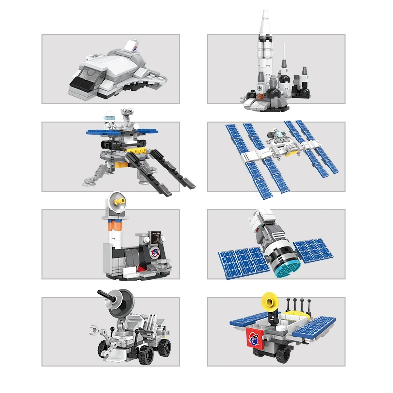 COGO 8 in 1 Space Set 778 PCS Hot Sell Assemble Plastic Wholesale 3D Satellite Building Block Toys for Kids
