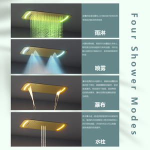 Ensemble de douche à LED encastré Dipsi Emperor, tête de douche rectangulaire en or brossé, affichage de la température moderne, système de douche pour salle de bain - Product Image 4