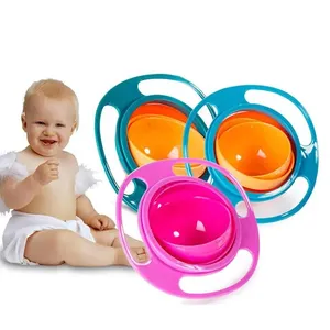 New Arrival Kids Eating Training 360 Degree Rotation Balance Bowl Universal Snack Bowl Dish with Spill Proof Lid