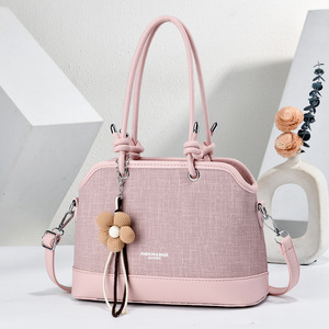 Women's <b>Black</b> Handbag with Flower Pendant <b>Top</b> <b>Handle</b> Shoulder Crossbody <b>Bag</b> Zipper Purse for Daily Travel - Product Image 2