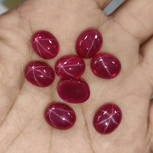 Piedras de Zafiro Estrella Sintético Ovaladas y Redondas para Joyería, en Rojo/Azul/Morado, para la Creación de Joyas - Product Image 4