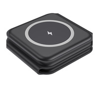 Penjualan terlaris 3-in-1 lipat magnetik 15W pengisian daya nirkabel berdiri ponsel pengisian cepat Earphone Desktop pemegang pengisi daya