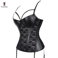 Grande Taille S-xxxxxxl 10 Plastique Désossé Corsage Corselet Mesh Net Floral Brodé Extrême Sexy Busty Bustier Corset Lingerie Wom
