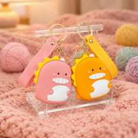 Porte-monnaie en caoutchouc écologique mignon pour enfants, sac de rangement étanche, pendentif porte-clés dinosaure, dessin animé, léger