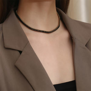 Dg गहने थोक काले जिरकॉन लिंक श्रृंखला में कटौती स्टेनलेस स्टील सोने की प्लेटेड महिला टेनिस हार - Product Image 2