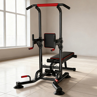 Tour de musculation multifonction réglable en hauteur avec barre de traction, station de dips et banc d'haltérophilie