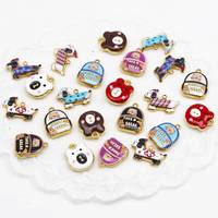 FMSCM-7 Breloques en émail chien saucisse de dessin animé mignon, pendentifs multi-ours colorés et adorables à l'effet goutte d'huile, accessoire de bijouterie DIY et décoration de sac