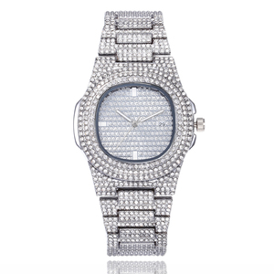 Moda noche estrellada diamante completo fecha reloj <span class=keywords><strong>de</strong></span> mujer cuarzo acero súper genial con estilo hip hop reloj <span class=keywords><strong>de</strong></span> lujo para hombres - Product Image 1