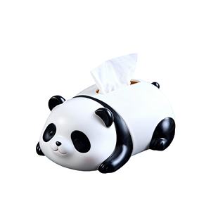 Caja de pañuelos de poliresina personalizada con diseño de panda guiñando los ojos - Decoración linda para el baño, adorno de <span class=keywords><strong>animal</strong></span> adorable, regalo ideal para amantes de los pandas y la decoración del hogar - Product Image 1