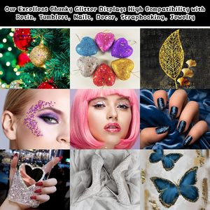 Paillettes Chunky en vrac 200g avec couvercle double distributeur, paillettes métalliques haute brillance pour maquillage de festival, scrapbooking, livraison gratuite - Product Image 6