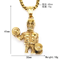 Europe et États-Unis bijoux transfrontaliers muscle lift haltère ster pendentif masculin ins punk hop collier en acier titane