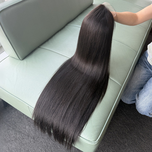 Perruques de cheveux humains 100% naturels noirs, haute qualité, lisses, 180% densité, cheveux bruts du Vietnam, closure HD 6*6, 1-24 pouces - Product Image 2