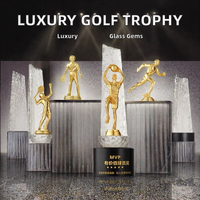 Trophée de golf haut de gamme en verre et cristal avec impression UV, gravure personnalisée, design étanche pour événements sportifs et souvenirs