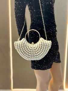 Bolso de Mano de Fiesta 2026, Bolso de Mano con Perlas para Mujer, Bolso Tipo Cubo con Cuentas, Bolso de Mano de Lujo con Cadena para el Hombro para Bodas - Product Image 4